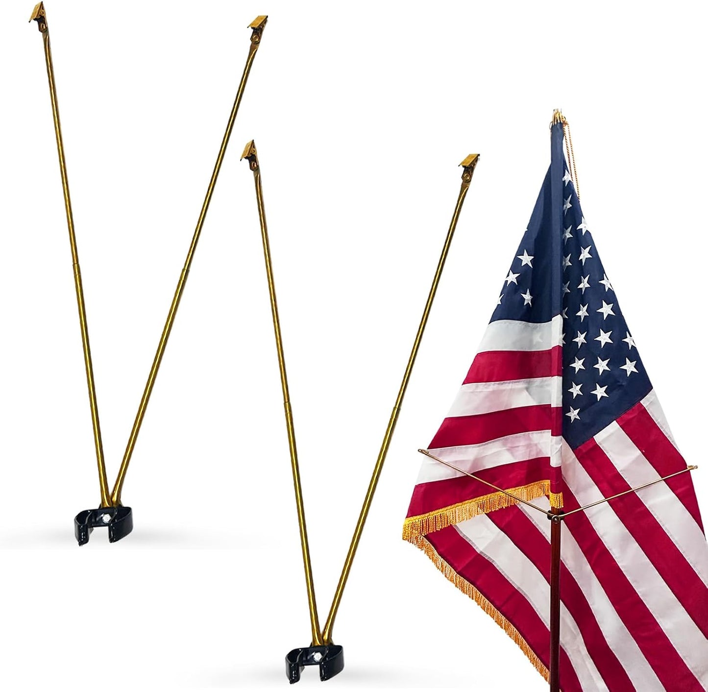 Esparcidores bandera extensor metal dorado 19.5" set 2