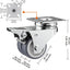 Set 8 ruedas caster TPR gris con freno placa giratoria