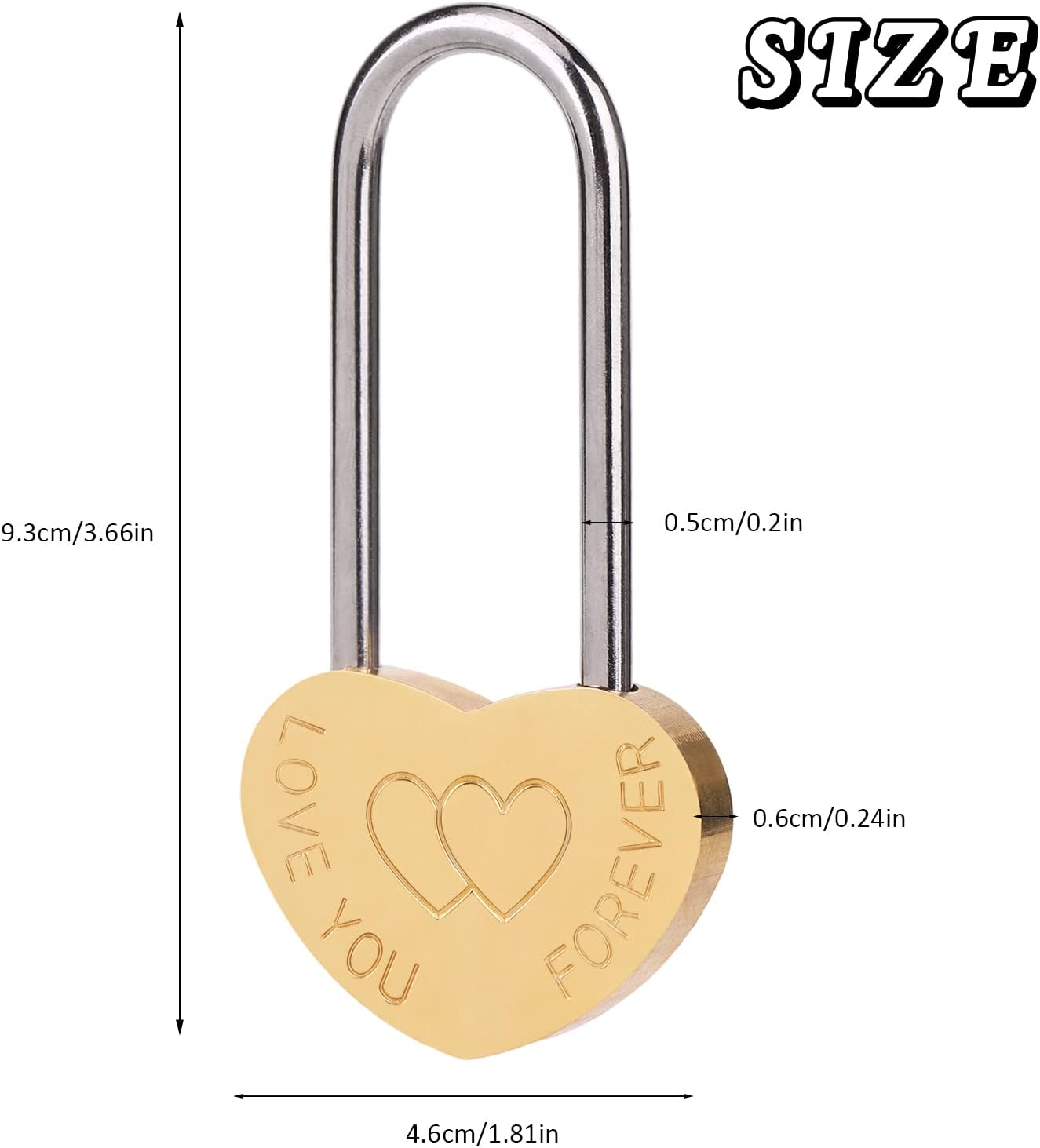 10 Candados Corazón 3.5x1.969pulg Sin Llave Amor Eterno