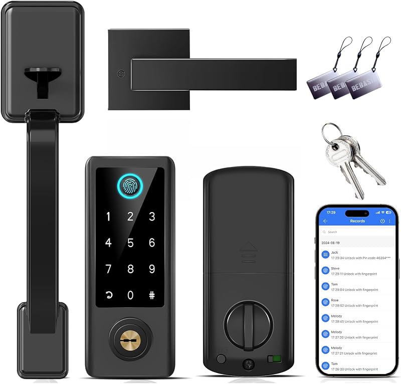 Cerradura huella dactilar puerta con teclado negro