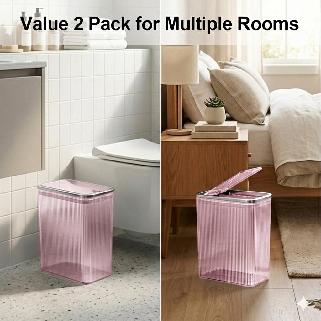 2 Cubos Basura Plástico 10L Tapa Desplegable Morado