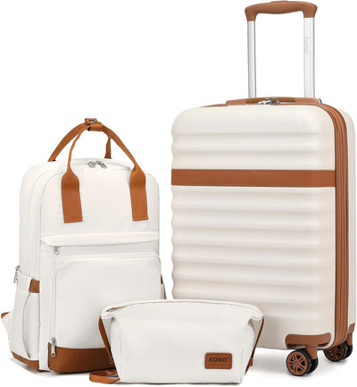 Maleta mano ABS rígido ruedas 360° Blanco set viaje