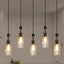Lámpara techo 5 luces base madera