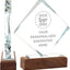 Trofeo cristal personalizado con base madera placas grabadas