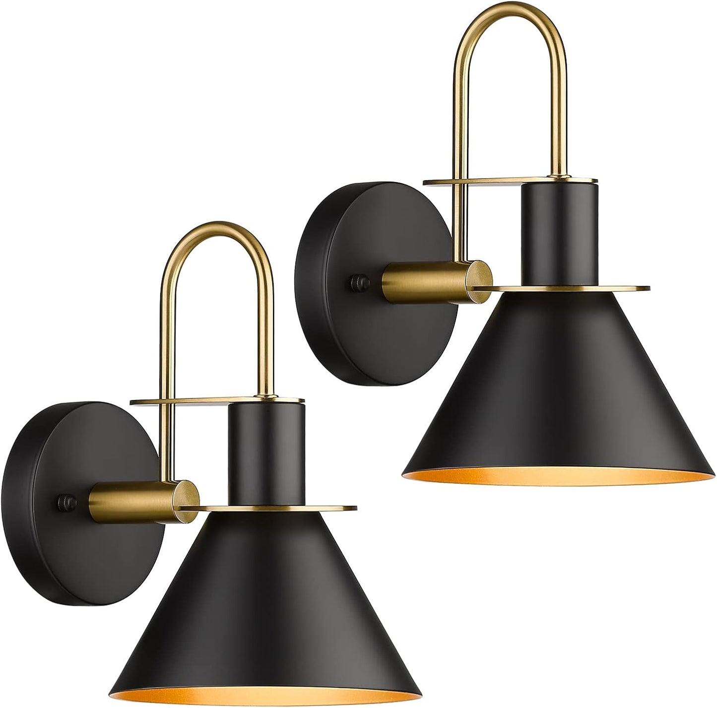 2 Pzas Aplique Pared Negro 1 Luz para Baño Dormitorio