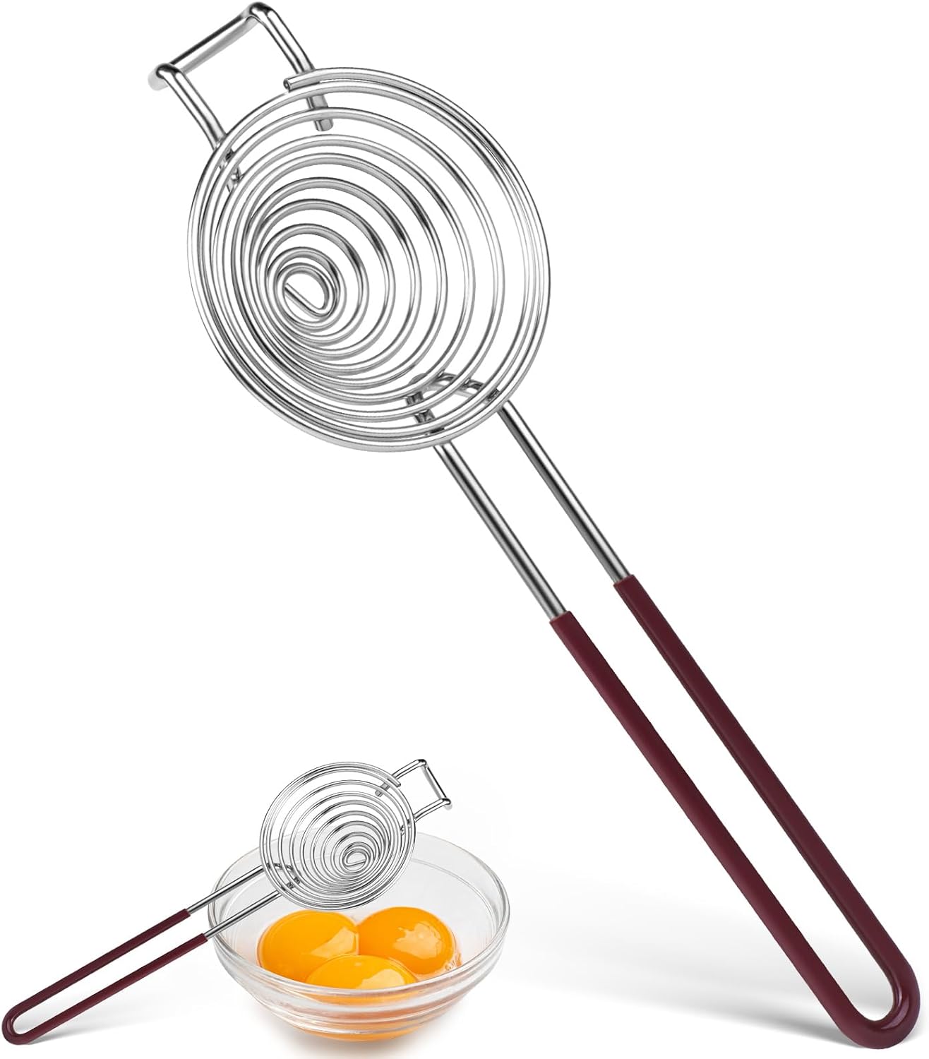Separador huevo acero inox mango largo marrón