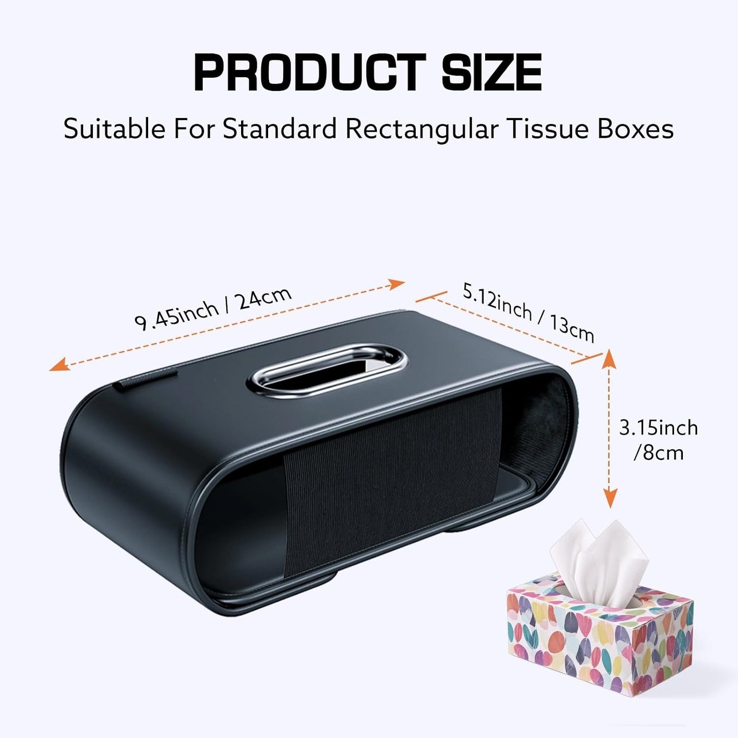 Soporte pañuelos coche piel sintética adaptador caja rectangular