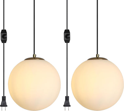 2 Luces Colgantes Doradas Vidrio Lechoso para Cocina