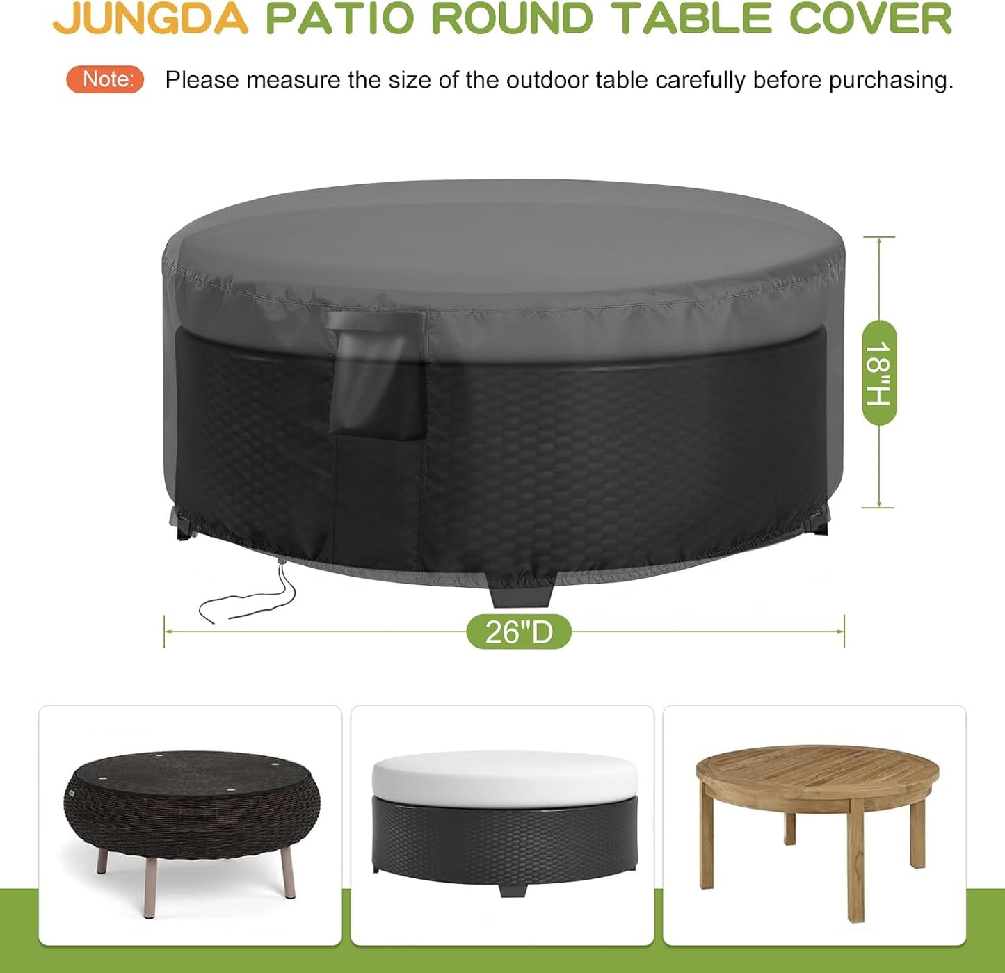 Fundas redondas para mesa de patio 26x18" impermeables