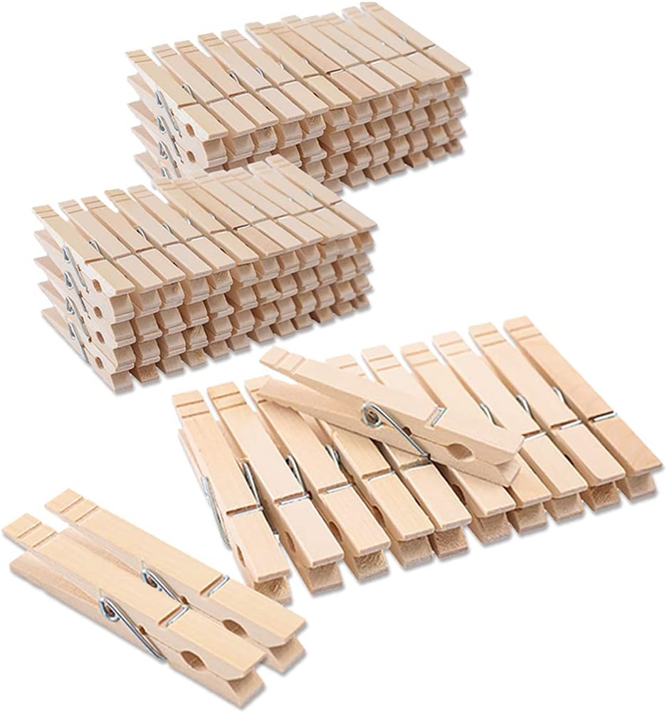 Alfileres madera para colgar ropa 100 pzas 3.5pulg