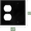 Placa pared 2 bandas 4.5x4.57pulg negro dúplex blanco