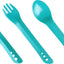 Set cubiertos plástico entrelazados camping color verde