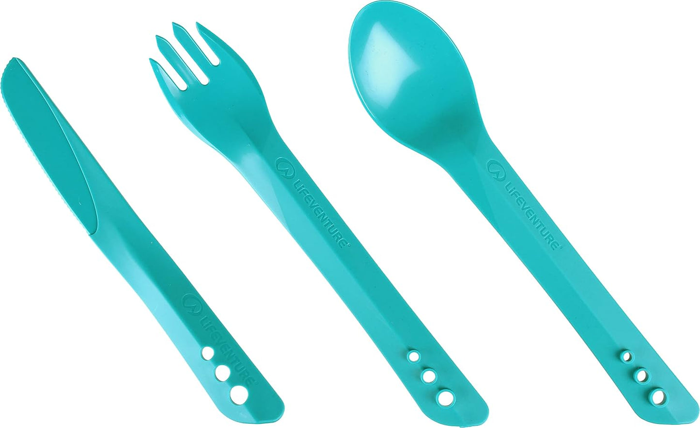 Set cubiertos plástico entrelazados camping color verde