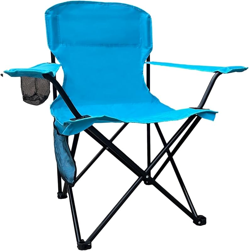 Silla camping plegable soporte tazas 225lb arena azul