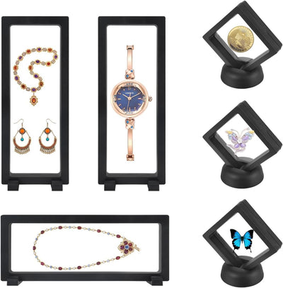 6 Pzas vitrina flotante 3D para joyas y monedas transparente