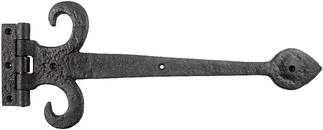 Bisagras puerta hierro forjado negro 15.5pulg Fleur De Lis