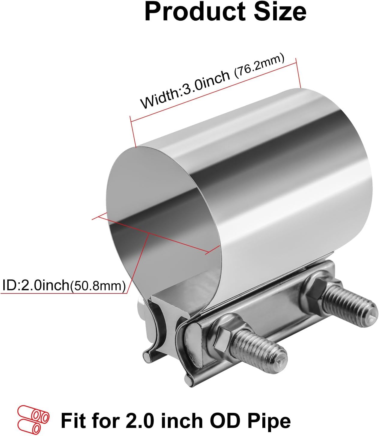 Abrazadera acero inox 2.0 4 Pzas para silenciadores