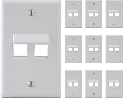 Placa pared 2 puertos en ángulo plástico ABS cert UL blanco