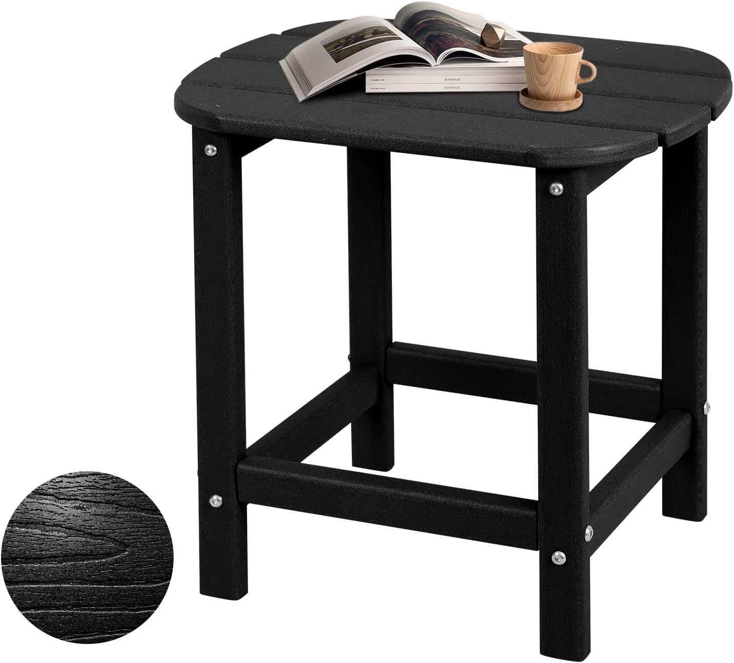 Mesa auxiliar Adirondack madera textura negro