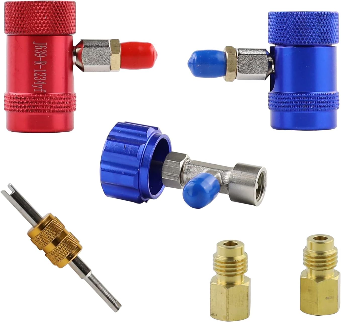 Adaptador A/C R1234yf con grifo lata y kit removedor núcleo