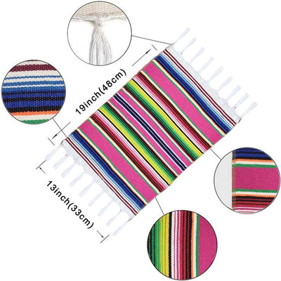 6 Manteles Serape Mexicano Multicolor 13x19pulg Con Flecos