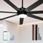Ventilador techo 72pulg negro luces Alexa 6 velocidades