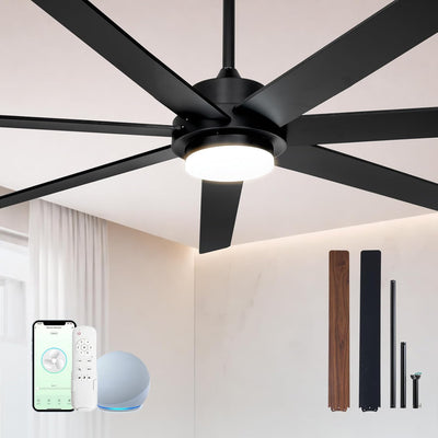 Ventilador techo 72pulg negro luces Alexa 6 velocidades