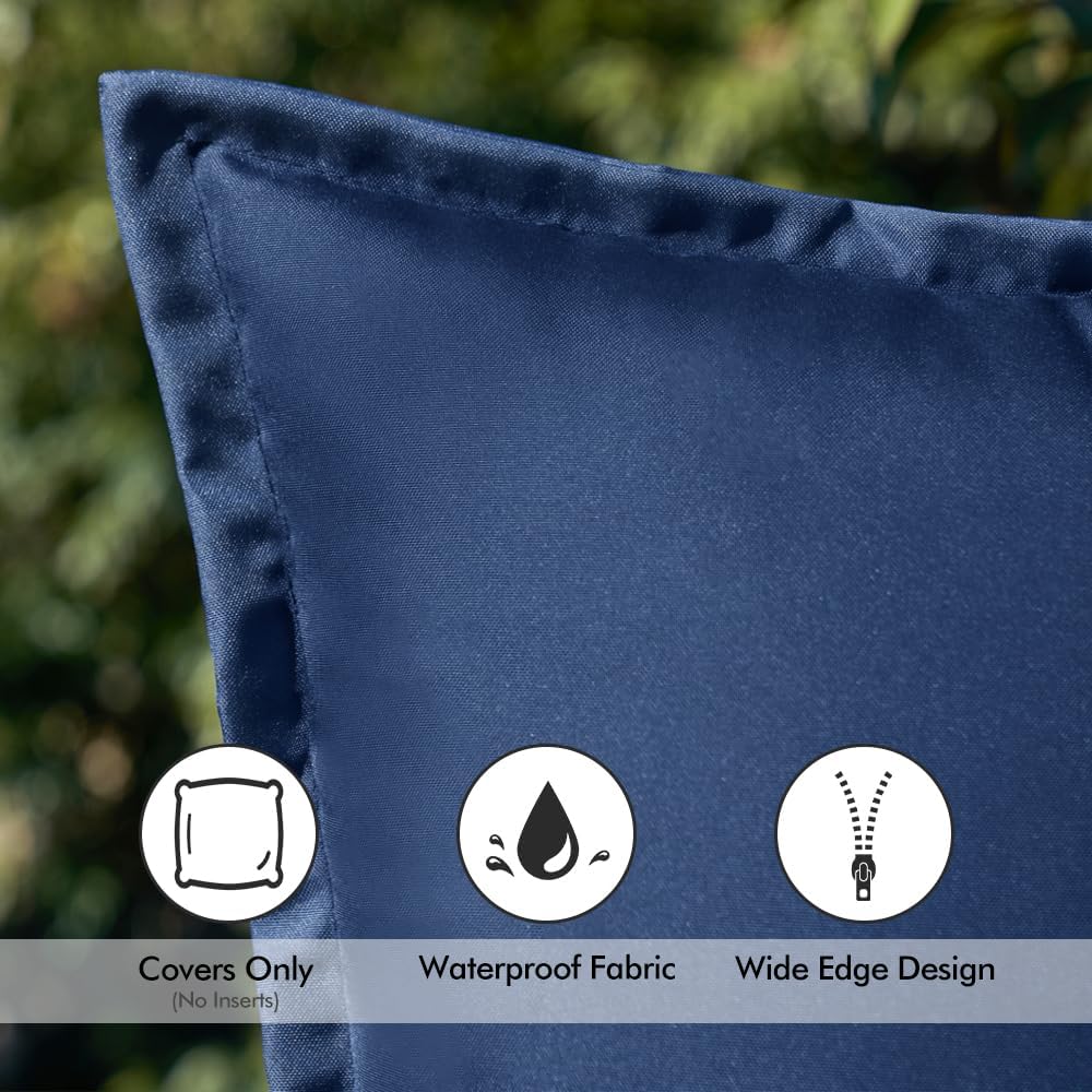 2 Almohadas Exteriores Azul Oscuro 18x18" Impermeables