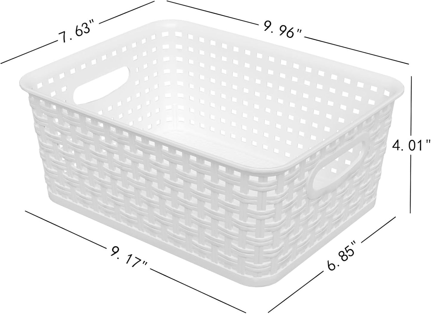 12 Pzas Cestas Almacenamiento Plástico Rectangulares Blanco
