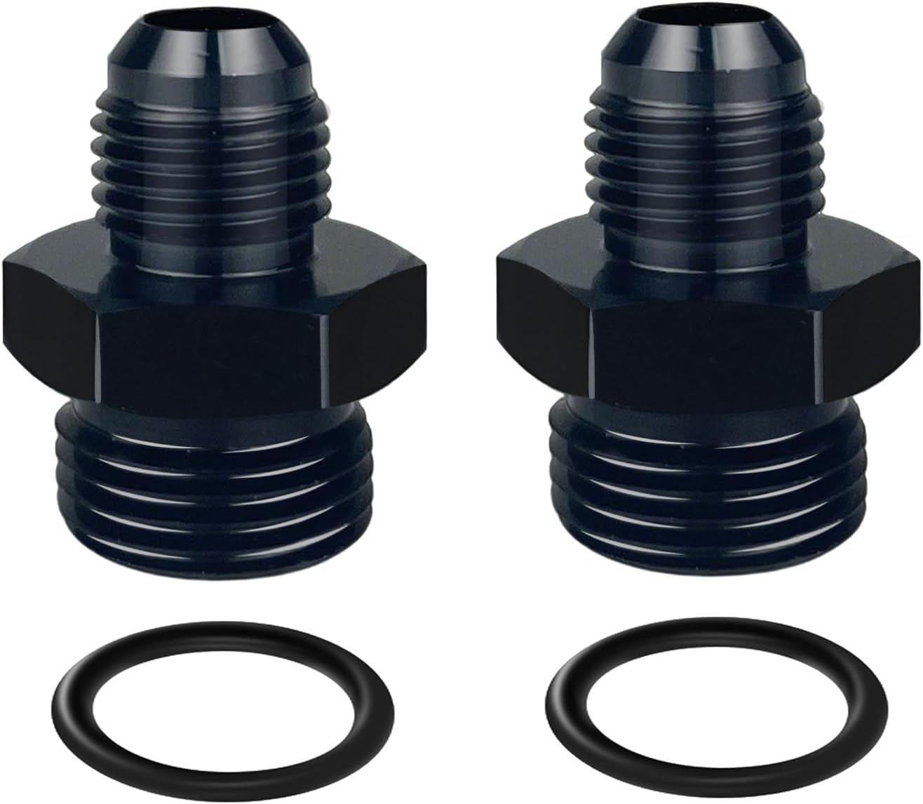 Adaptador riel combustible 6AN Flare a 8AN ORB negro 2 Uds