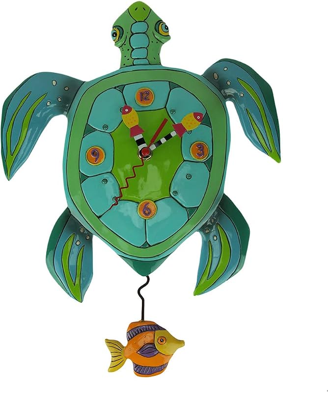 Reloj de pared con péndulo tortuga caprichosa