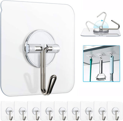 Ganchos pared y techo 10uds 13lb transparentes cocina baño