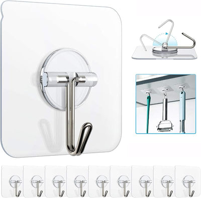 Ganchos pared y techo 10uds 13lb transparentes cocina baño