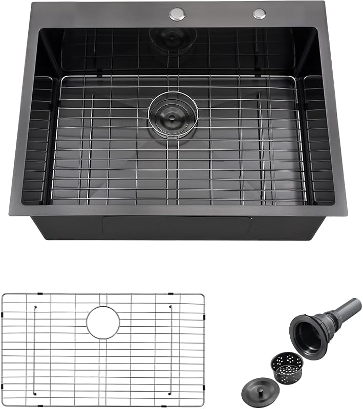 Fregadero cocina acero inox negro 28x22"