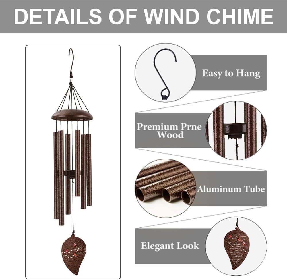 Campanillas viento cardenales conmemorativas 32"