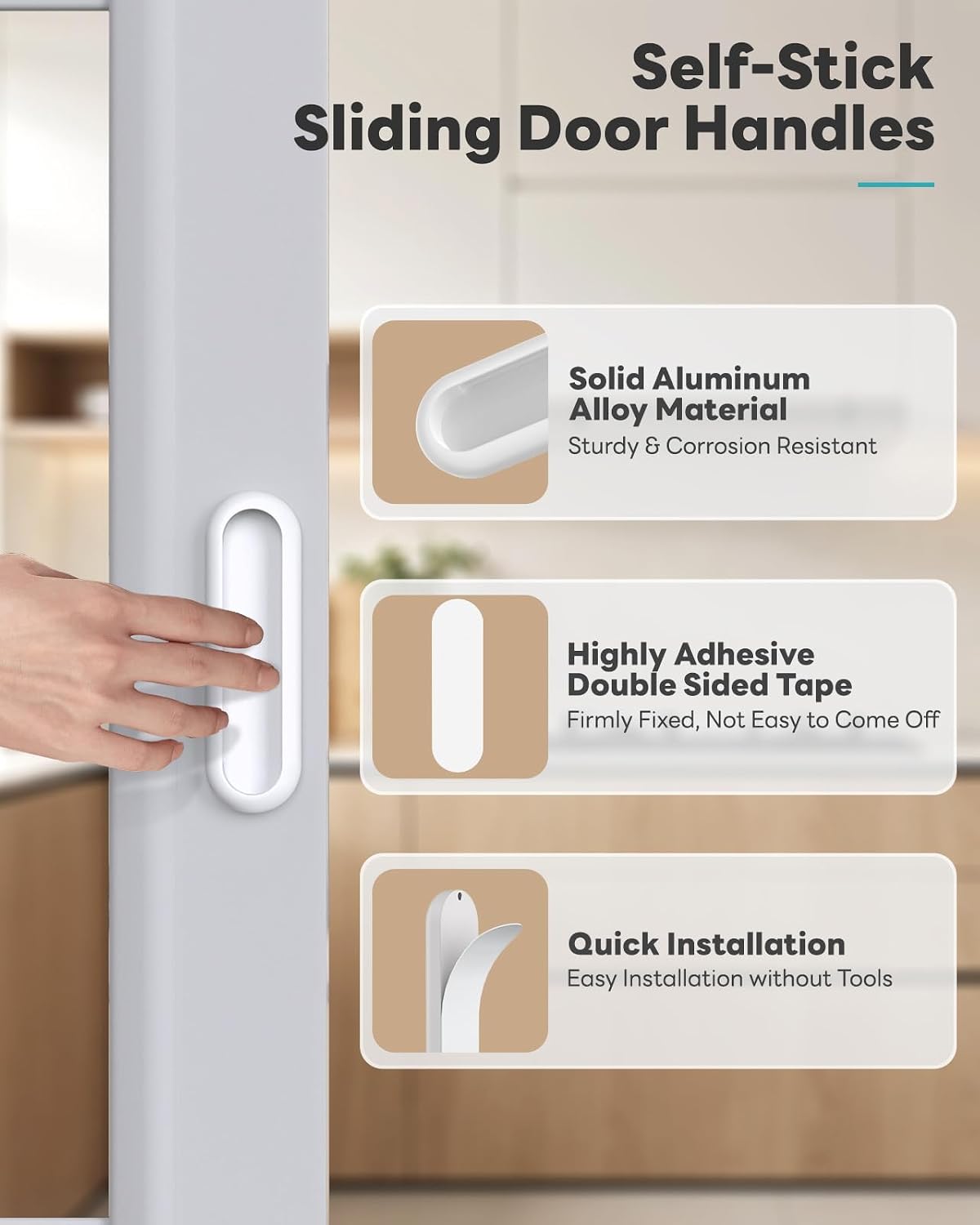 Manija autoadhesiva aluminio 4pulg para cajones cocina puerta