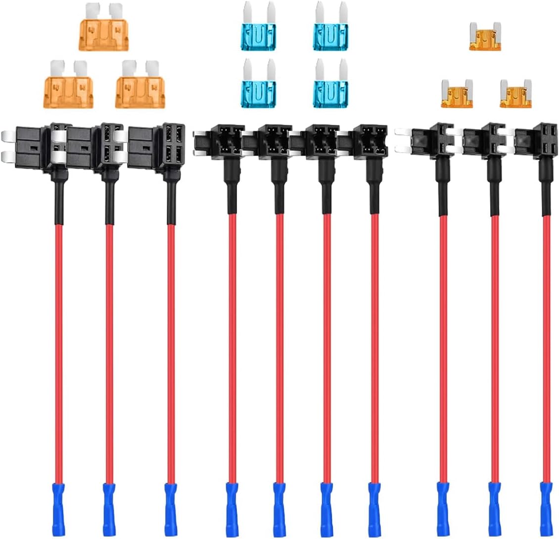 Kit 10 Derivadores Fusibles 12V 3 Tipos Conector Automóvil