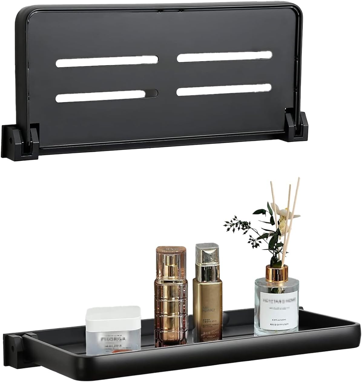 2 Estantes Plegables Aluminio para Baño RV Negro