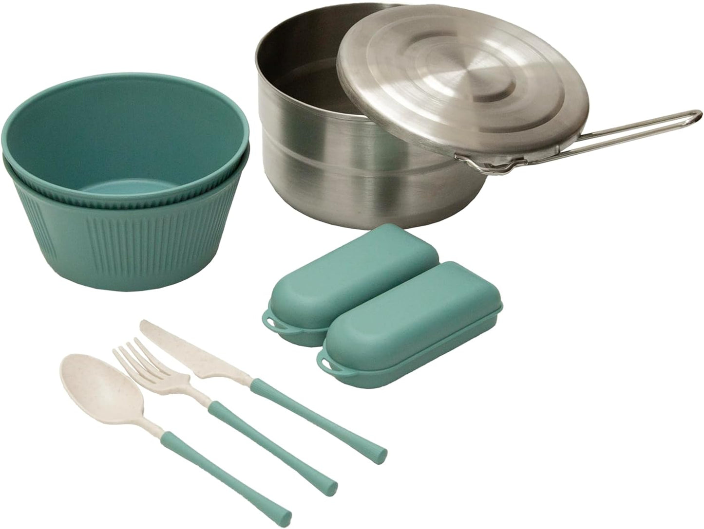 Set utensilios cocina acero inox sartén compacta