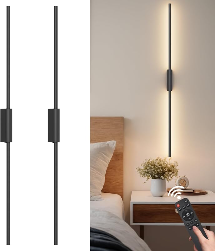 2 Apliques Pared 39.4" Recargables 3 Colores con Control