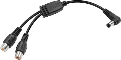 Divisor CC ángulo recto 0.217x0.083pulg macho a doble RCA hembra