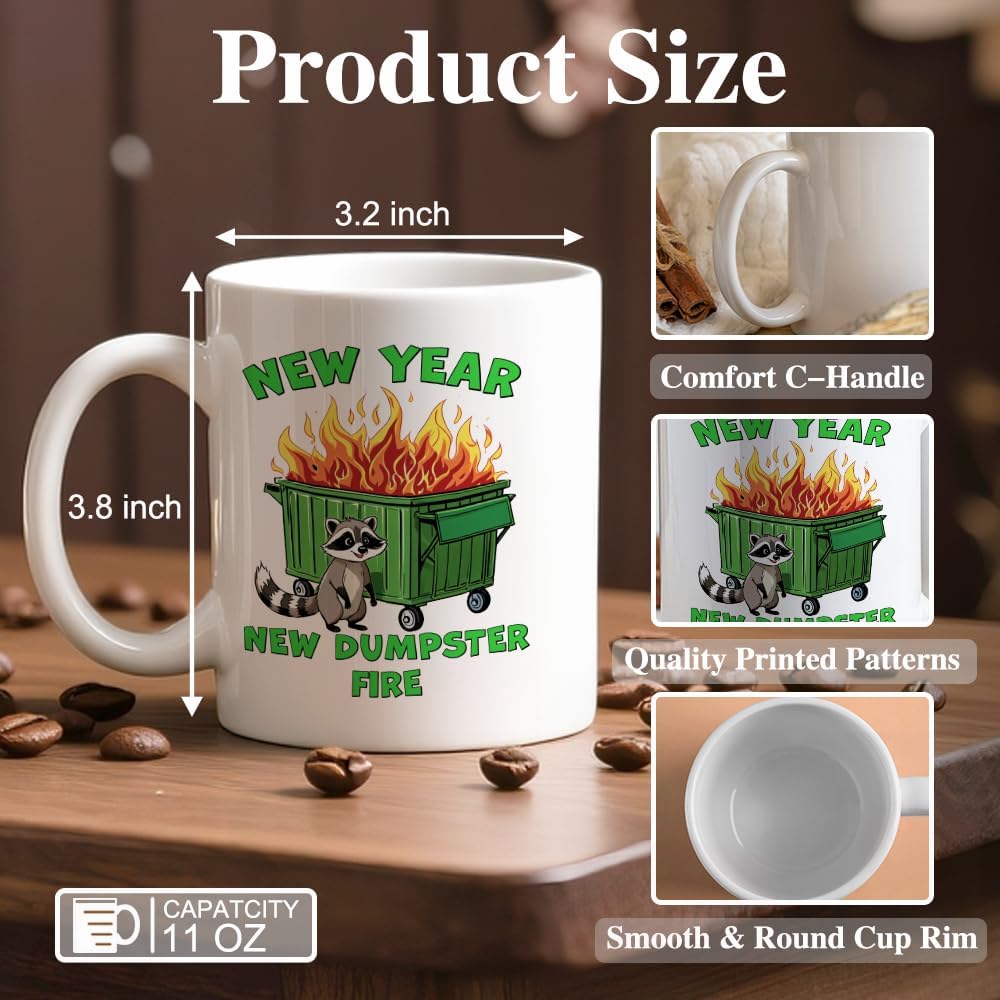 Taza café cerámica diseño mapache y fuego regalo enfermera