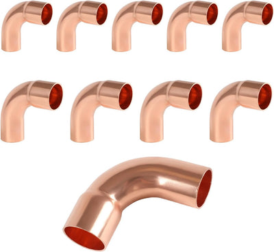10 Accesorios Cobre 1/2pulg Radio Largo 90° Soldadura