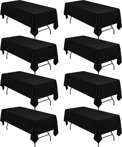 8 Manteles Rectangulares Negro 60x102pulg Poliéster Lavables