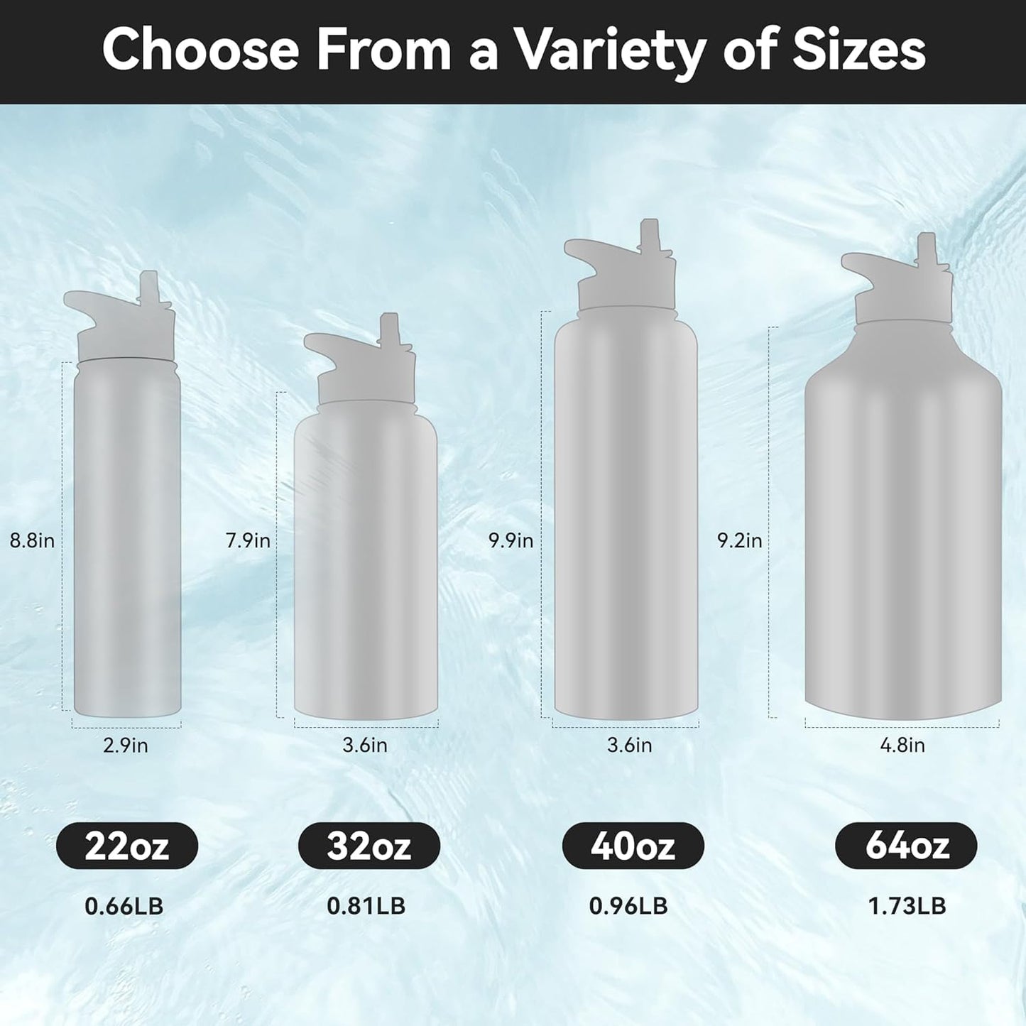 Botella agua aislada acero inox 32oz doble pared vacío