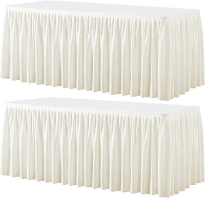 2 Manteles Rectangulares Crema 6ft Poliéster Bodas