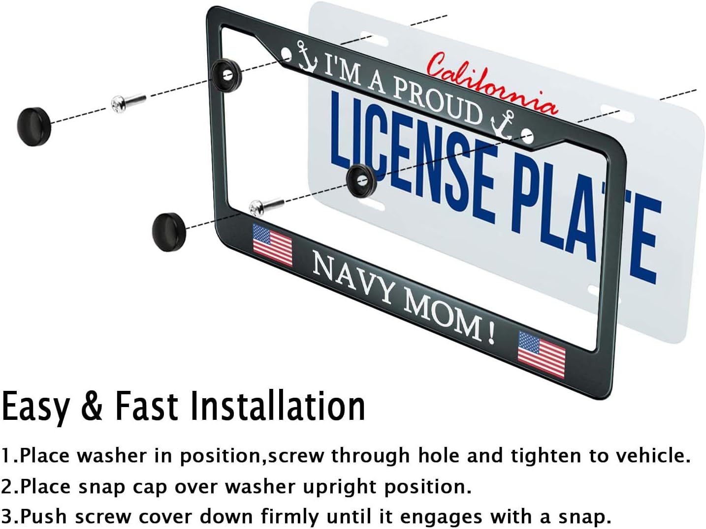 Marco placa matrícula con bandera Texas Navy Mom