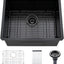 Fregadero lavandería acero inox 24x19x13pulg negro
