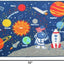 Alfombra educativa para niños con galaxia y planetas azul