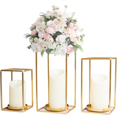 3 Faroles Metal Dorado 7x9x11pulg Decoración Hogar Boda Comedor